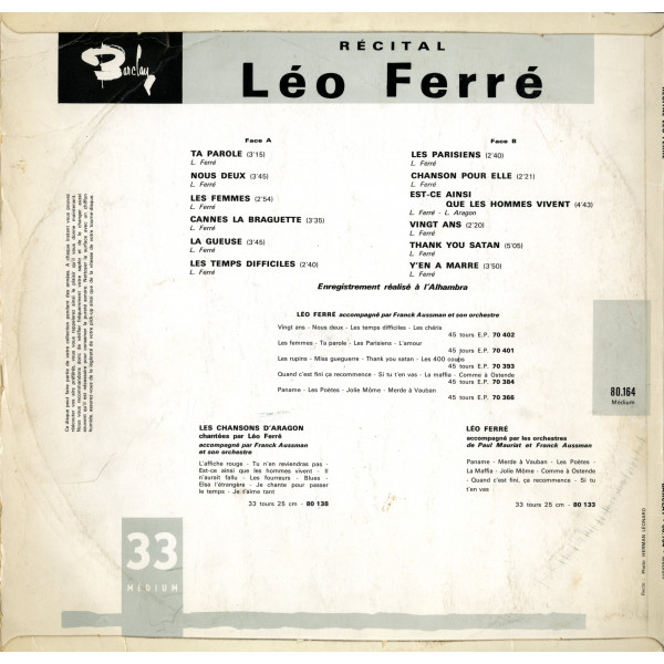 Léo Ferré à l'Alhambra